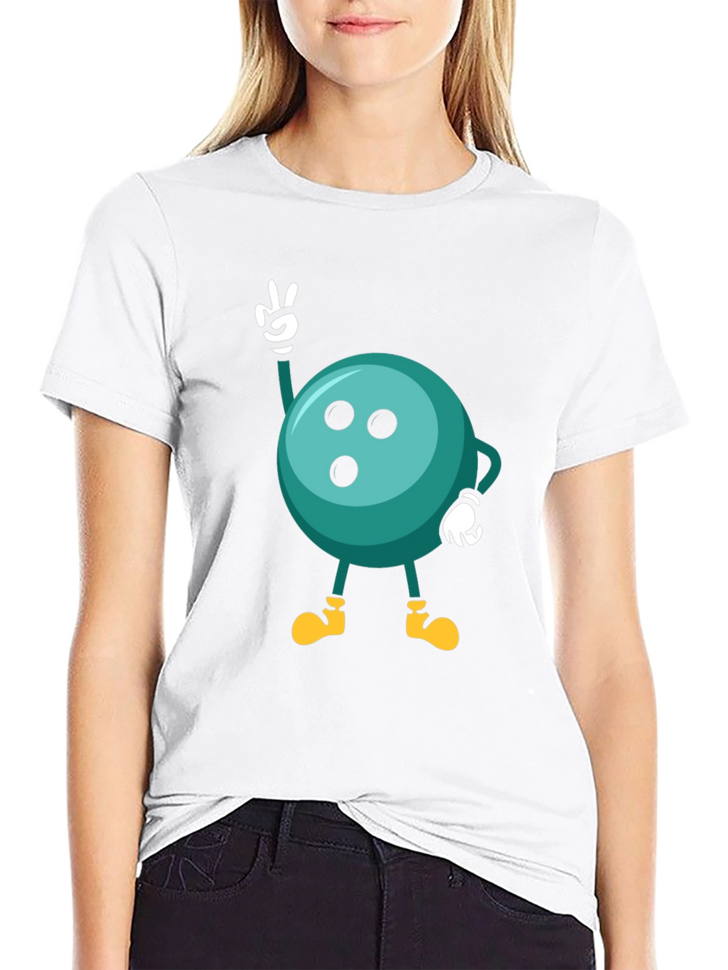 Bowling Ball Cartoon Graphic Black T-Shirt