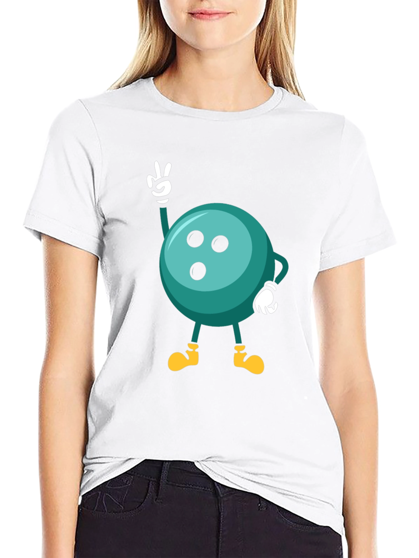 Bowling Ball Cartoon Graphic Black T-Shirt