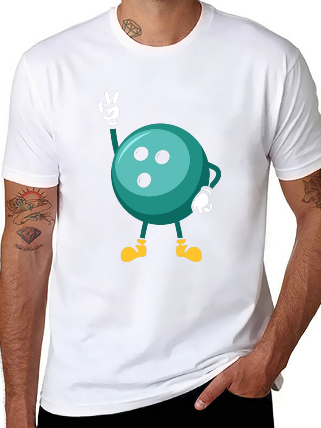 Bowling Ball Cartoon Graphic Black T-Shirt