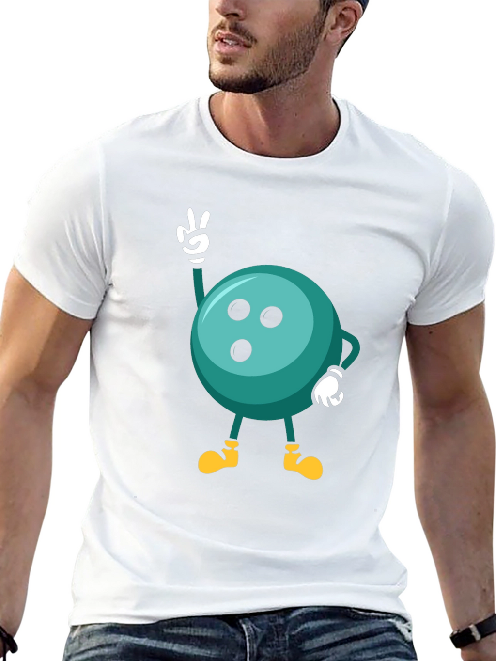 Bowling Ball Cartoon Graphic Black T-Shirt