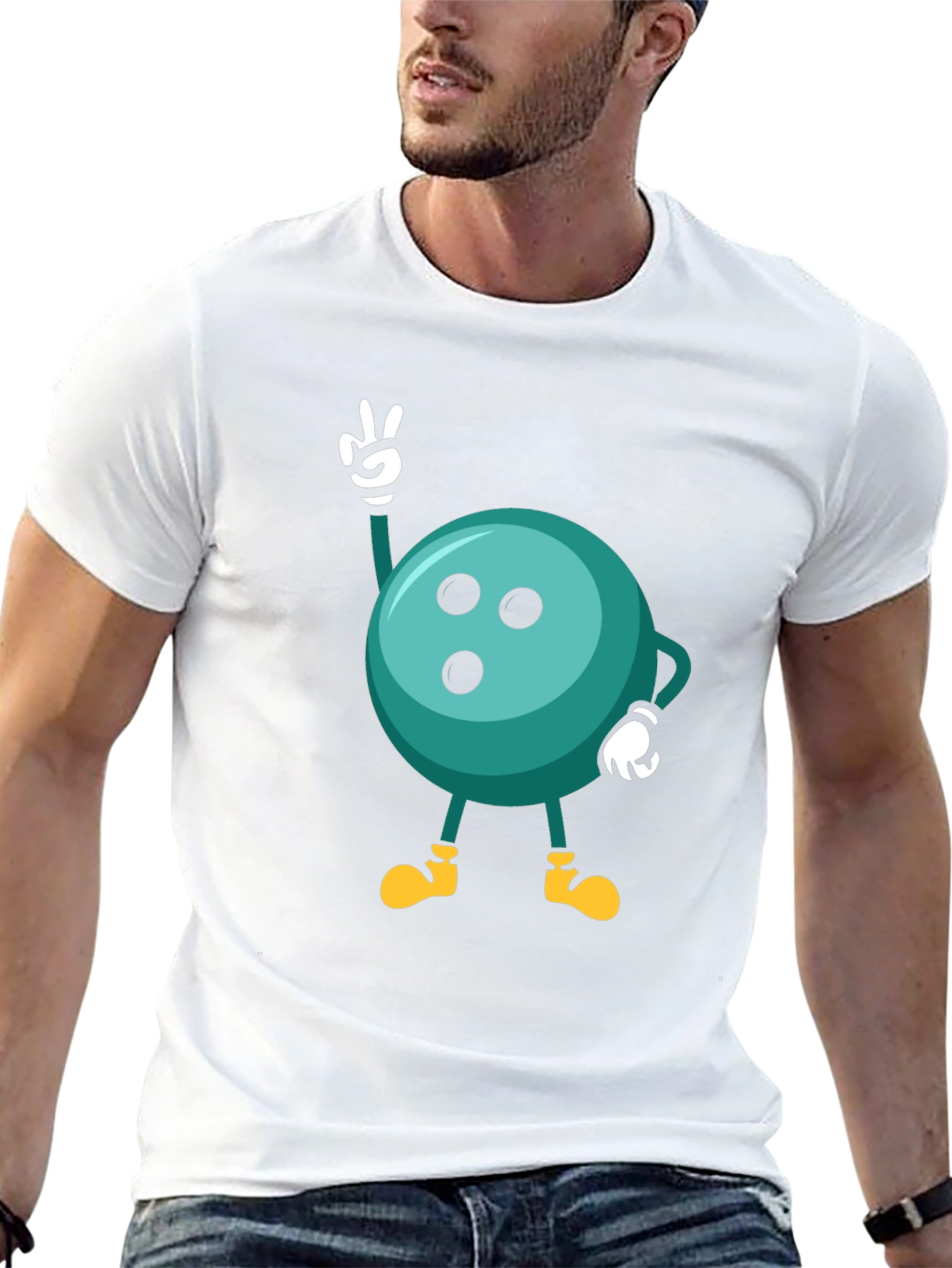 Bowling Ball Cartoon Graphic Black T-Shirt