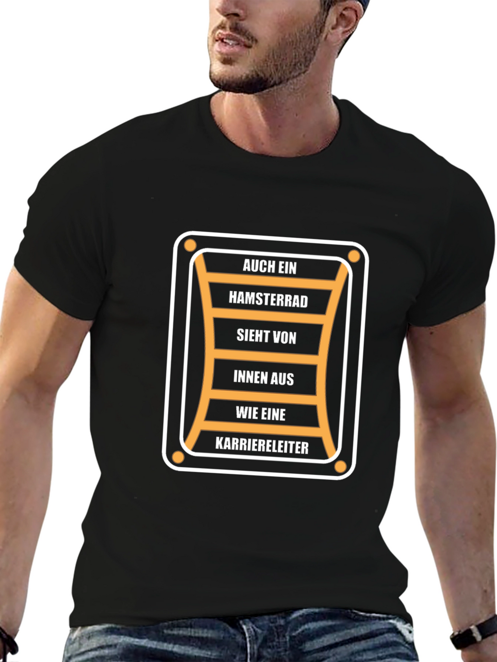 Humorous Career Ladder T-Shirt - Black