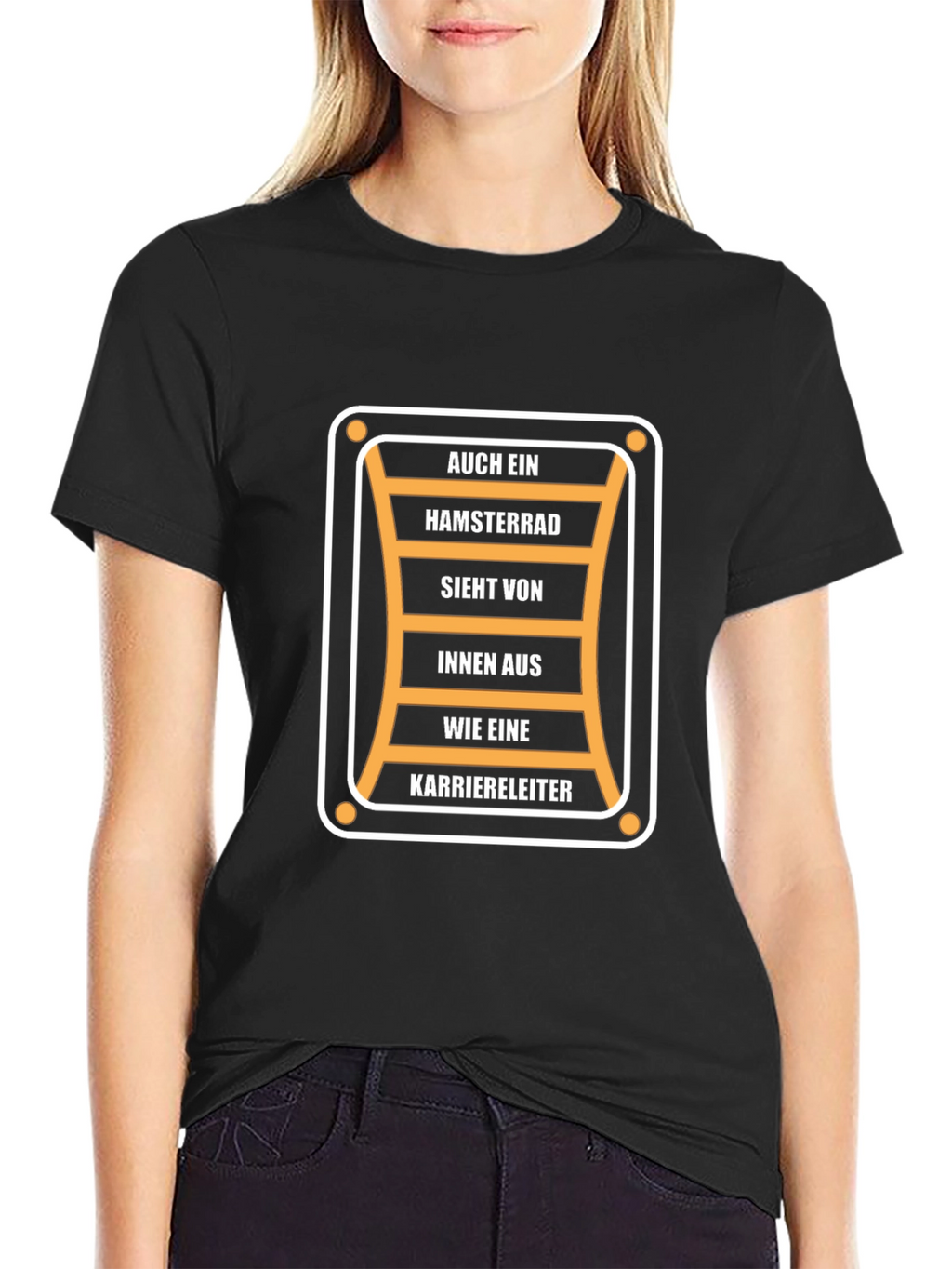 Humorous Career Ladder T-Shirt - Black