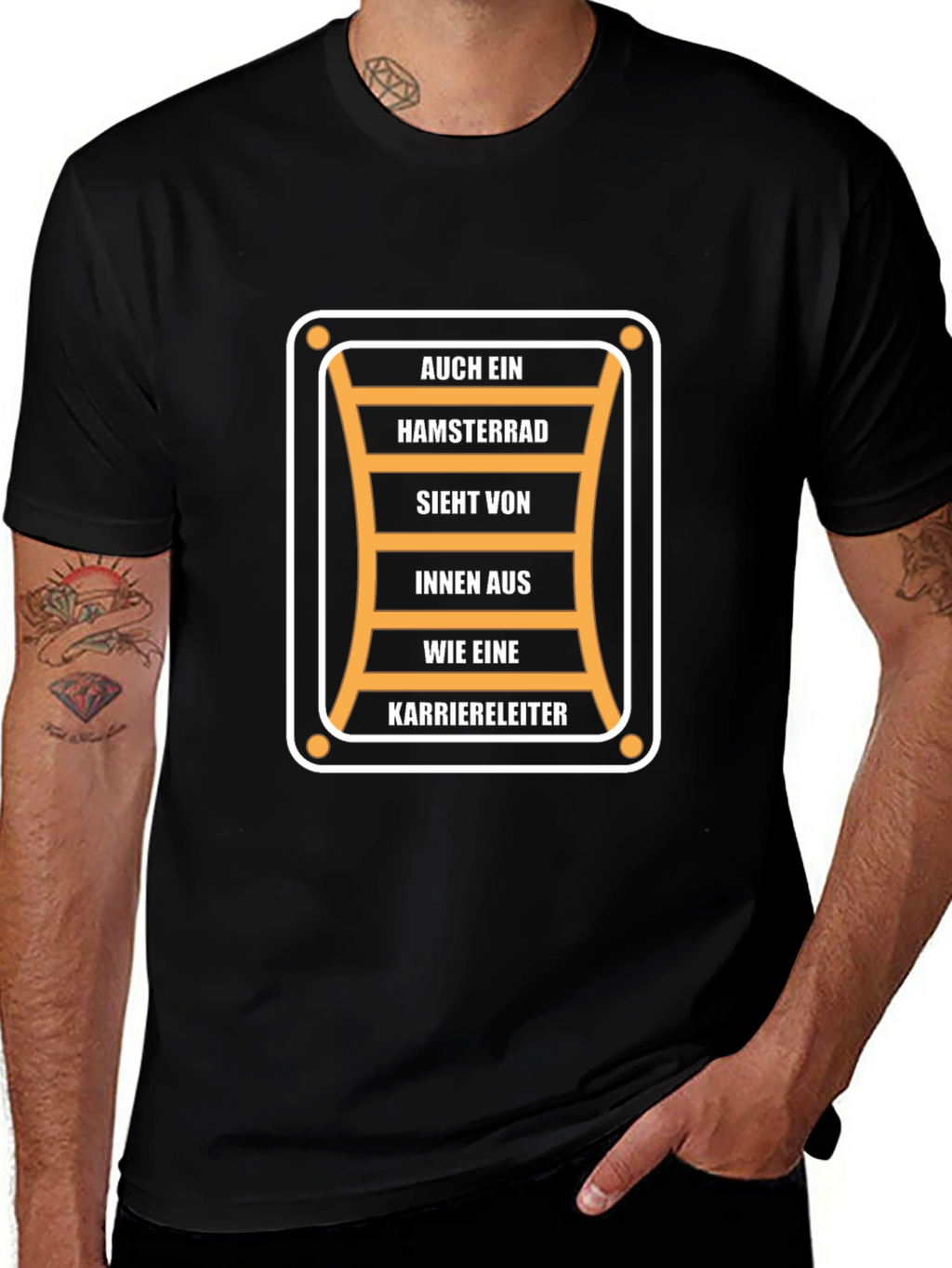 Humorous Career Ladder T-Shirt - Black