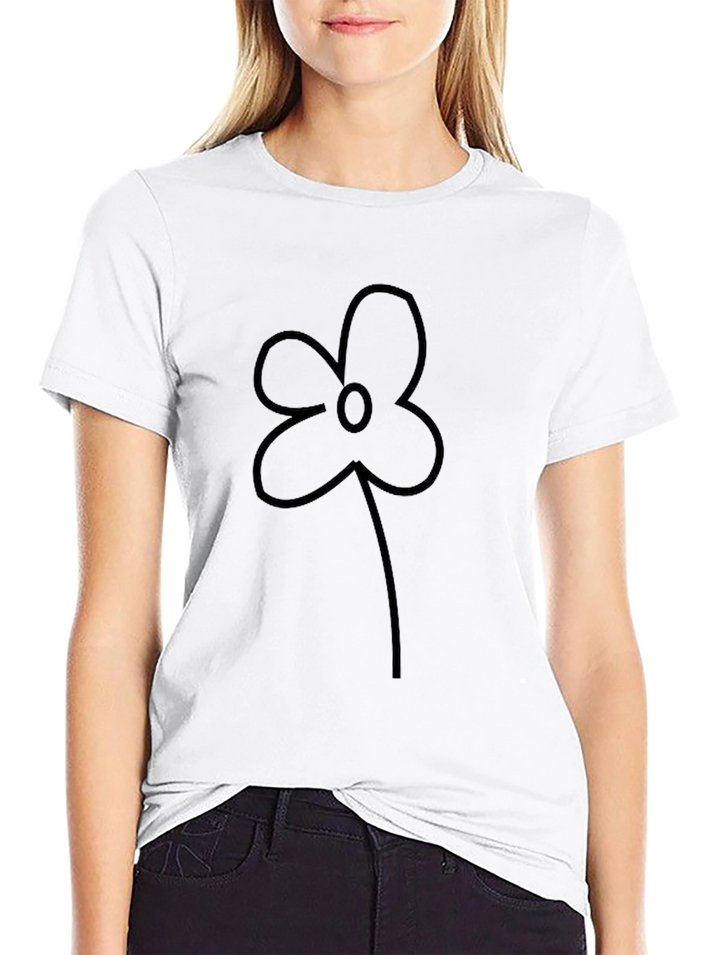 Black Flower Graphic Tee - Casual Comfort