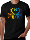 Rainbow Music Heart Graphic T-Shirt