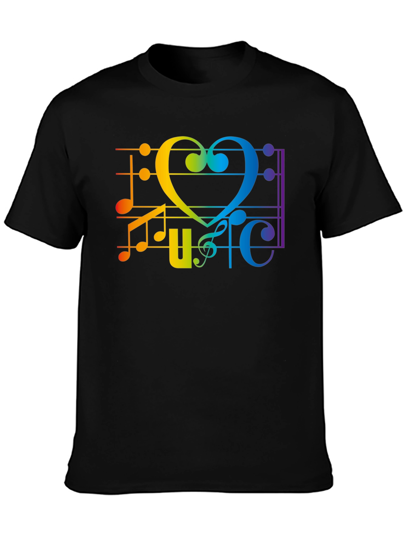 Rainbow Music Heart Graphic T-Shirt