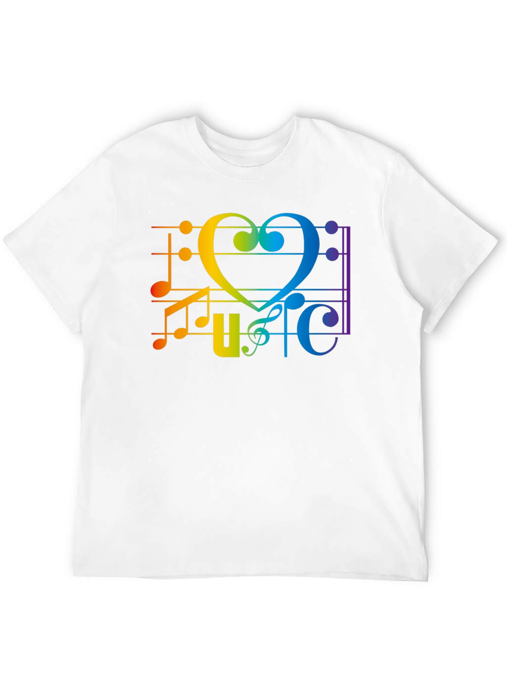 Rainbow Music Heart Graphic T-Shirt