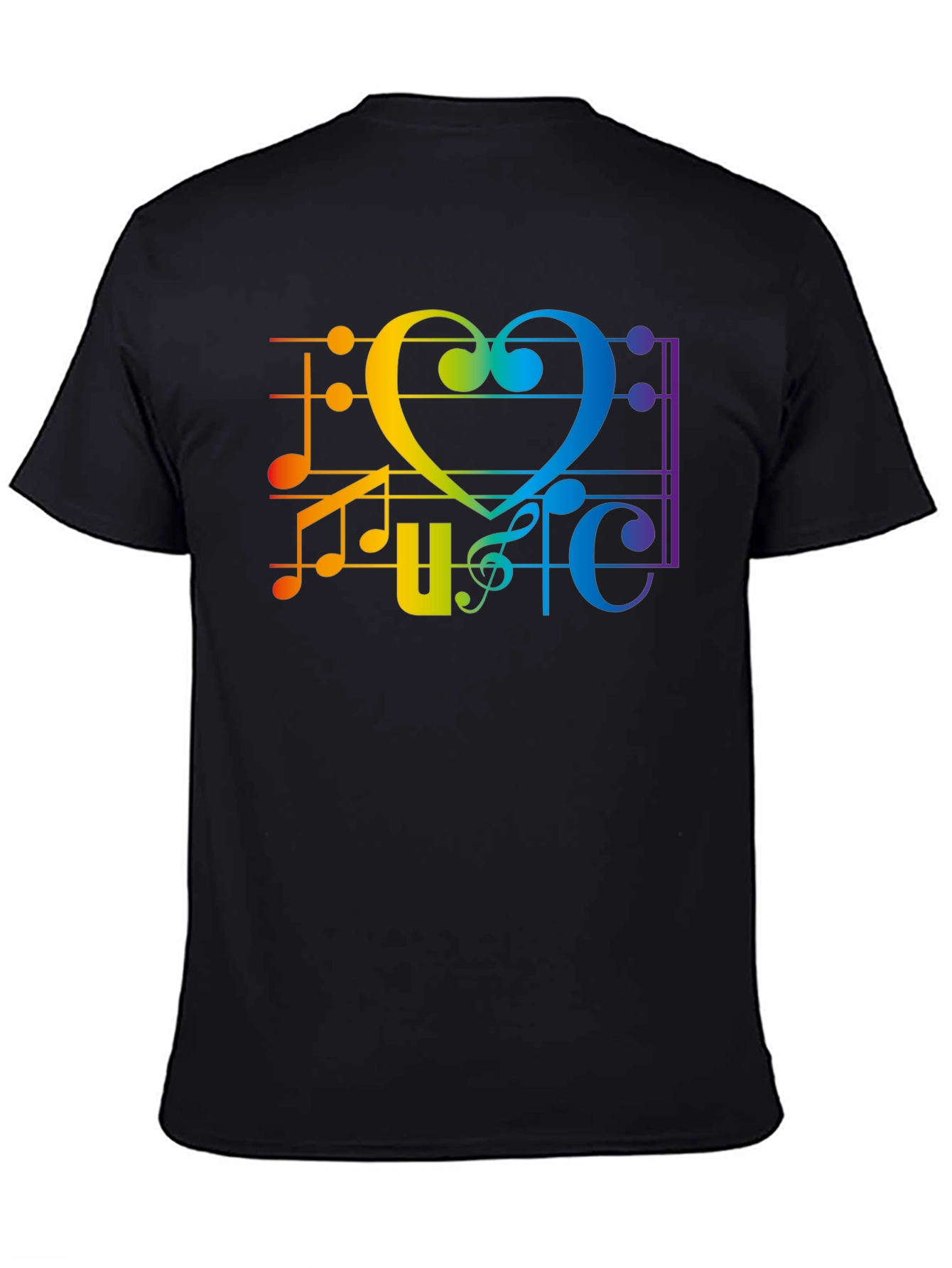 Rainbow Music Heart Graphic T-Shirt