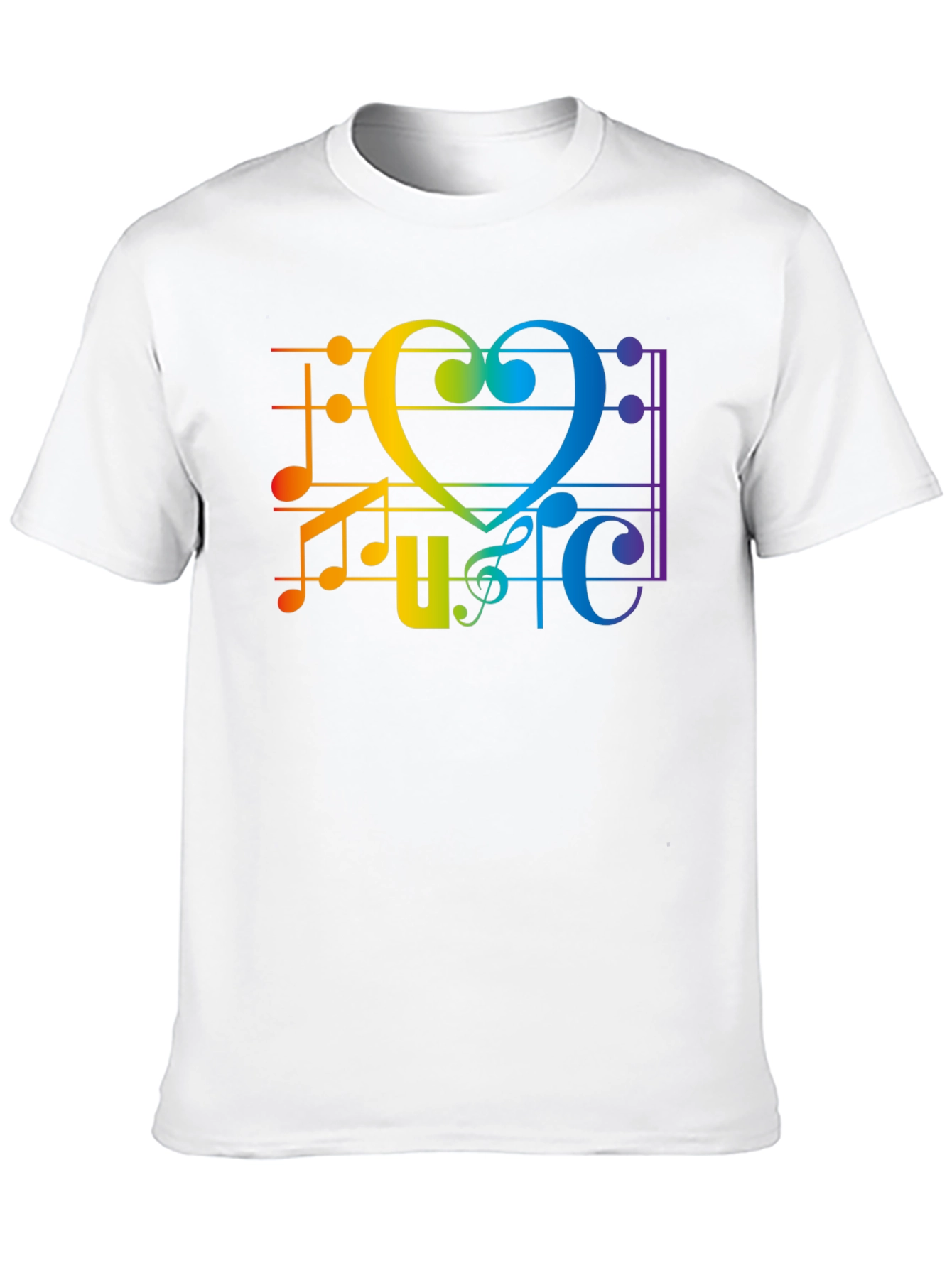 Rainbow Music Heart Graphic T-Shirt