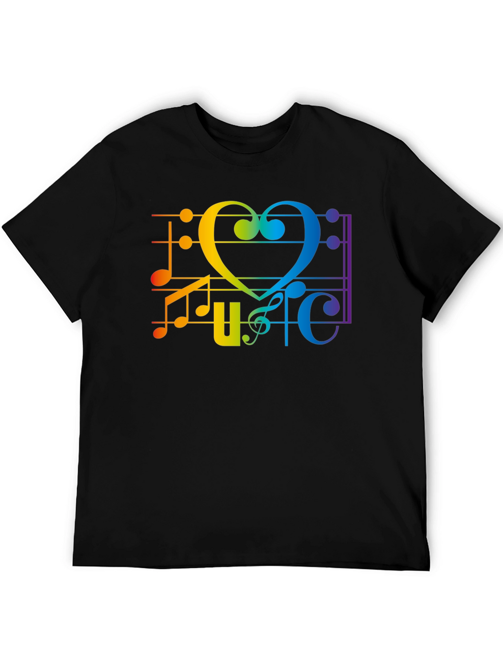 Rainbow Music Heart Graphic T-Shirt