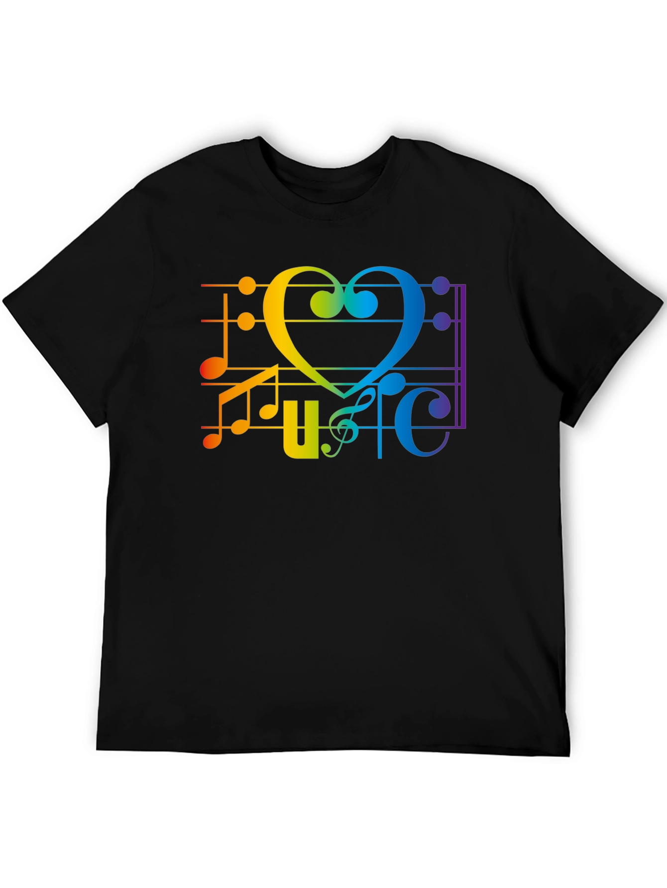 Rainbow Music Heart Graphic T-Shirt