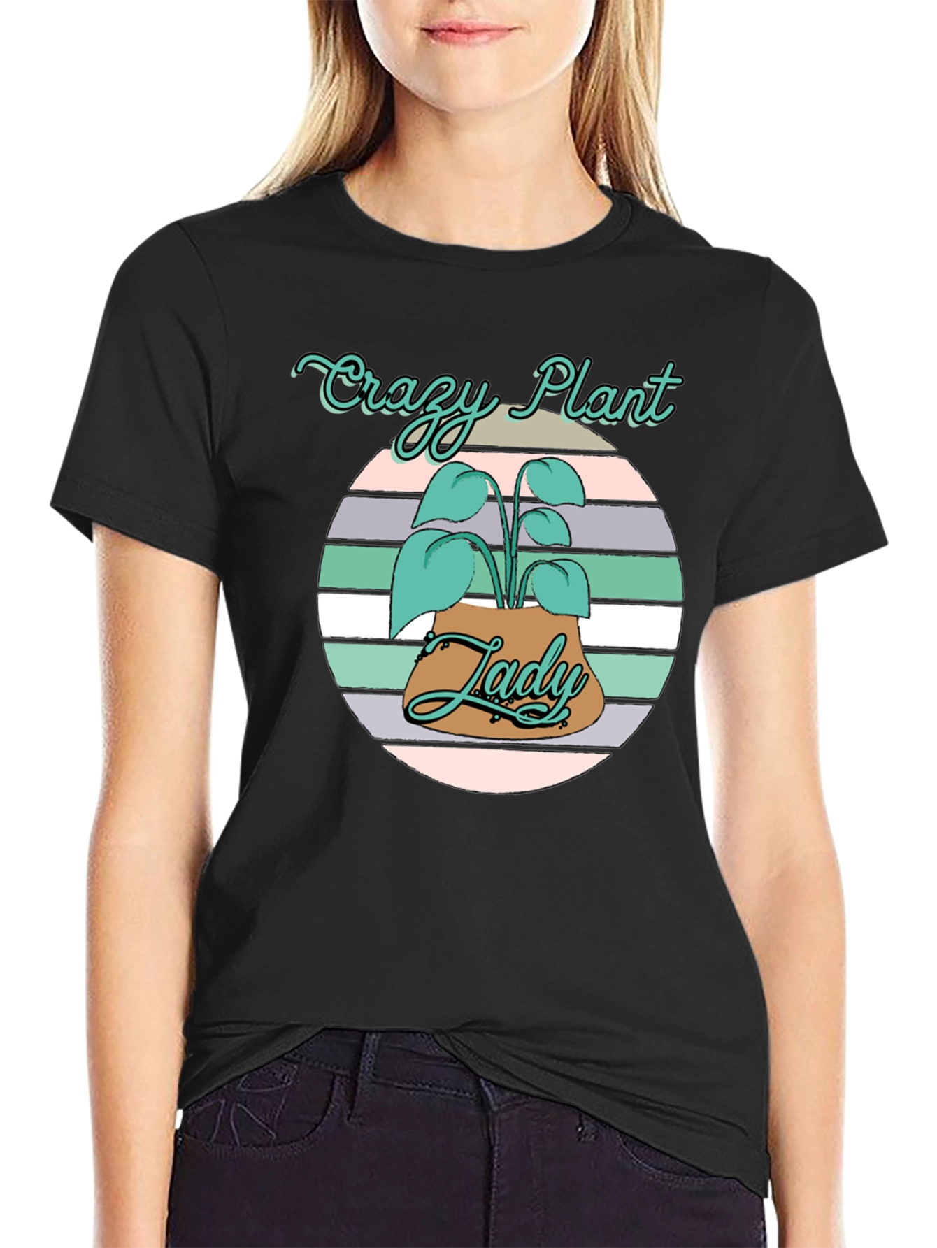Crazy Plant Lady Tee - Black Cotton Graphic T-Shirt