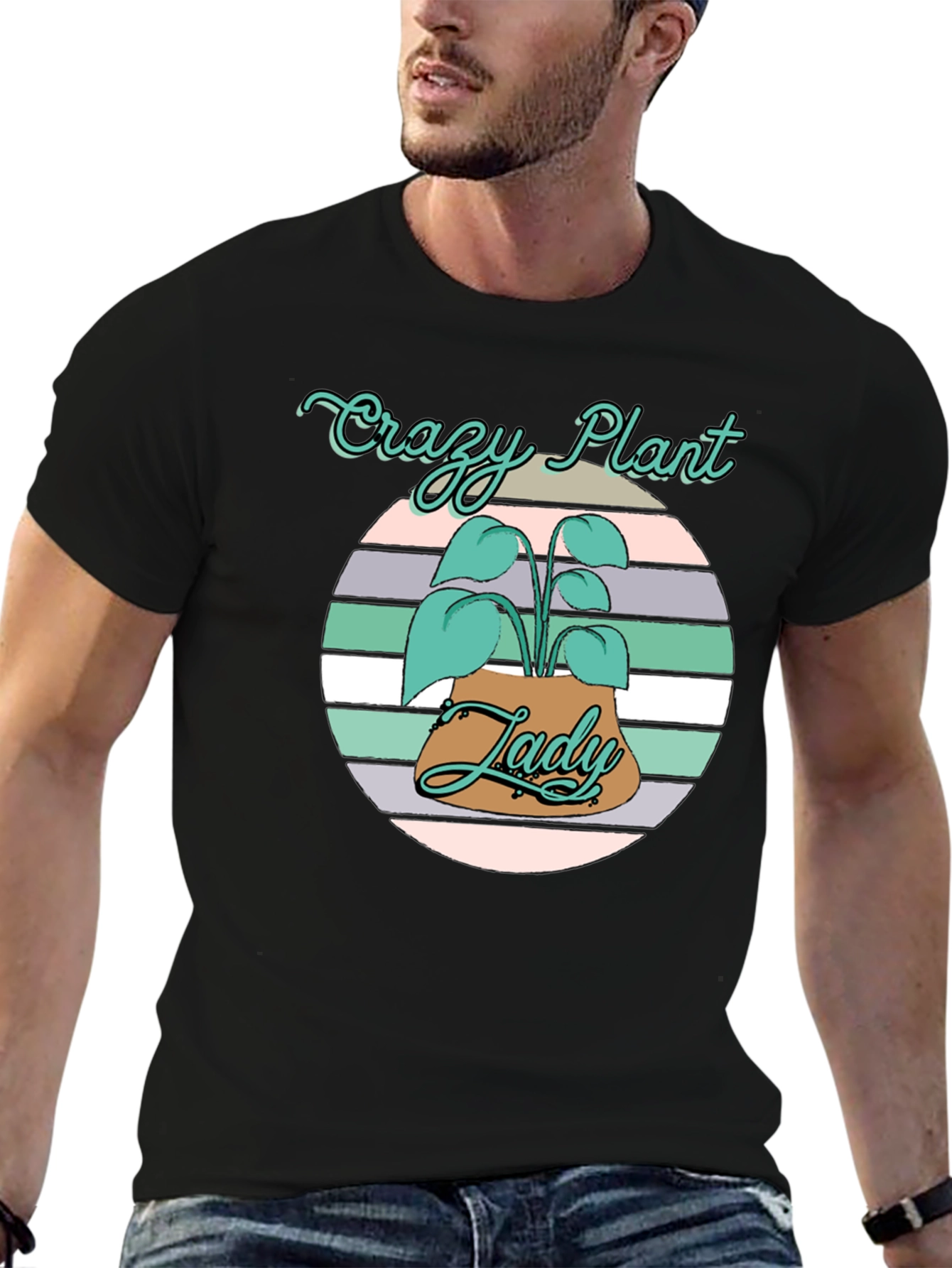 Crazy Plant Lady Tee - Black Cotton Graphic T-Shirt