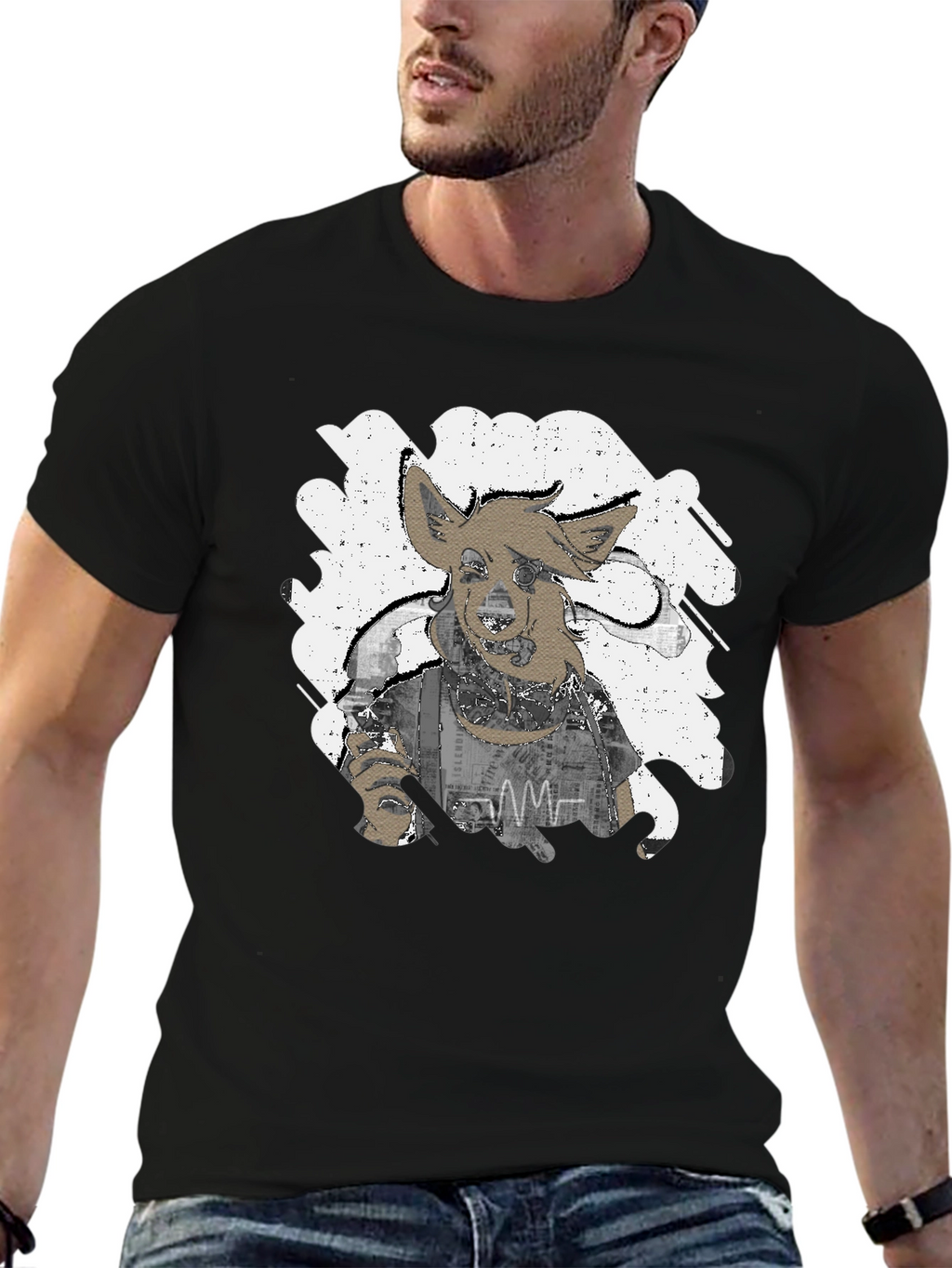 Unique Distressed Graphic Tee - Mens Black T-Shirt