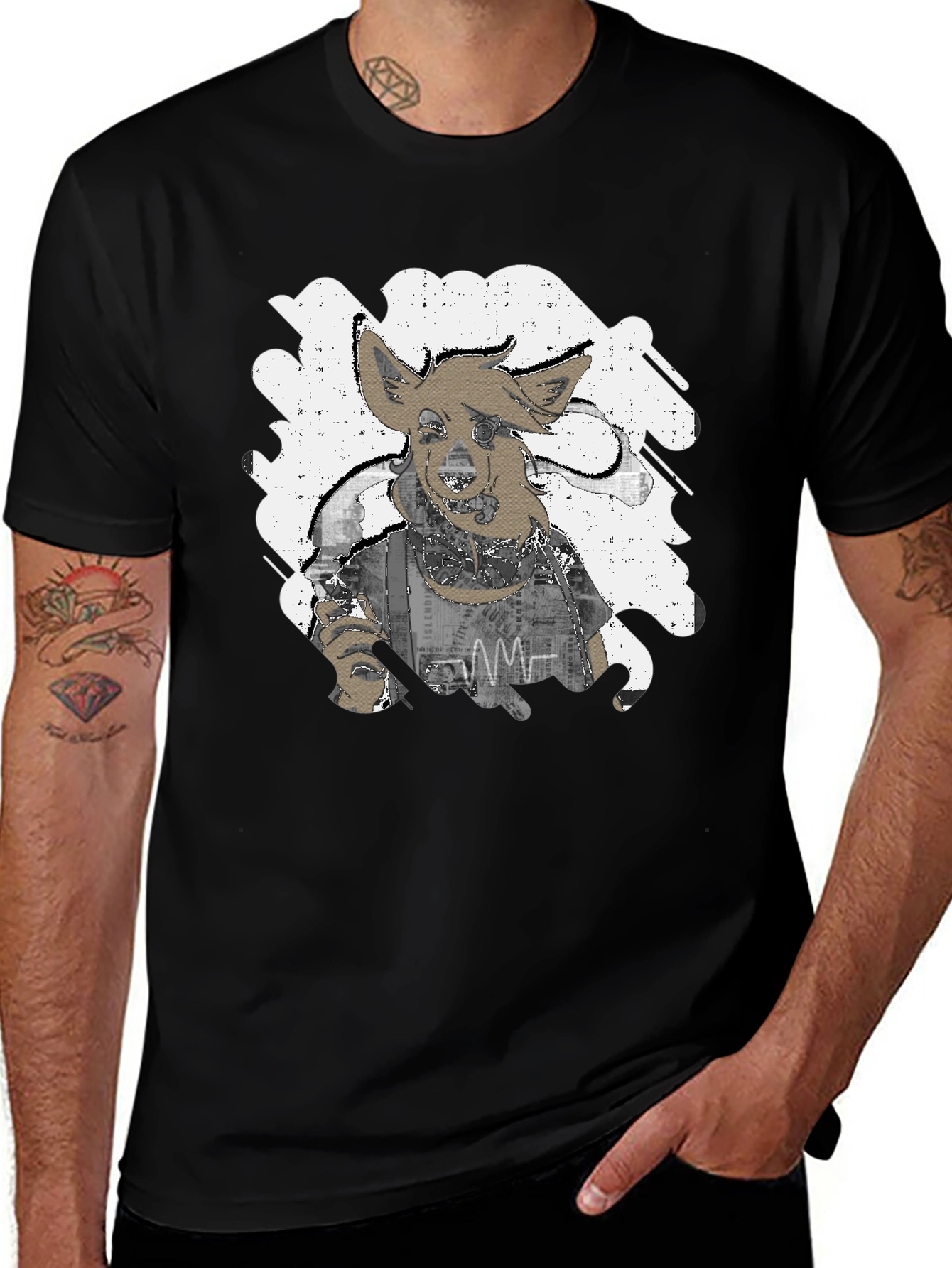 Unique Distressed Graphic Tee - Mens Black T-Shirt