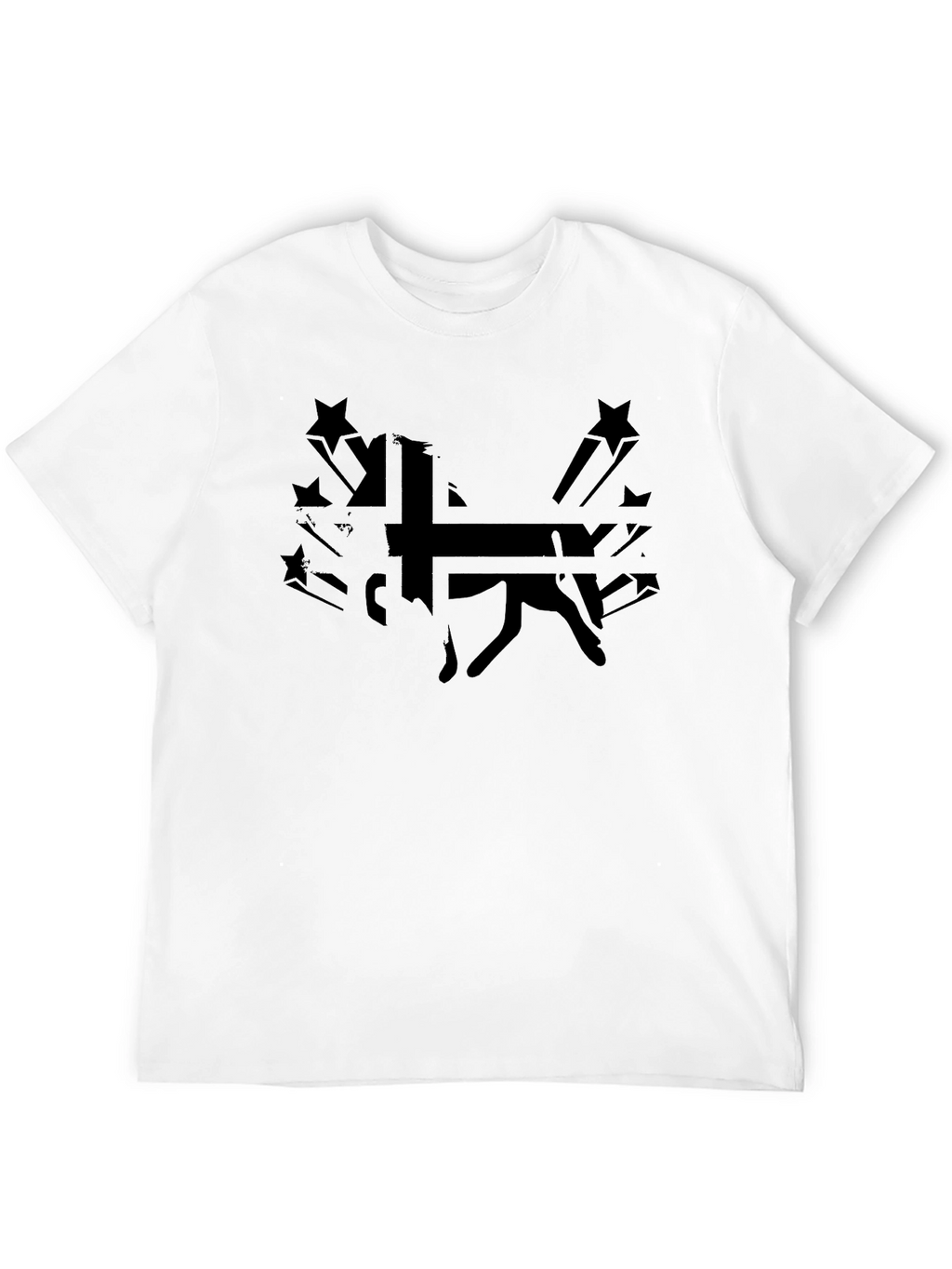Black Graphic Tee - Silhouette Dog and Stars