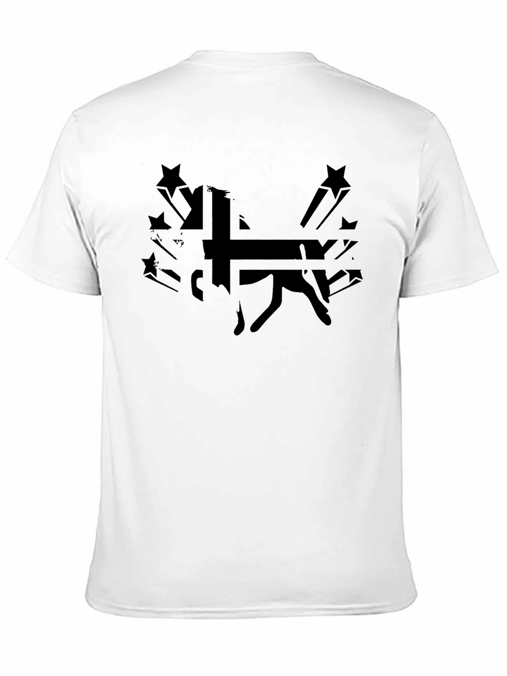Black Graphic Tee - Silhouette Dog and Stars