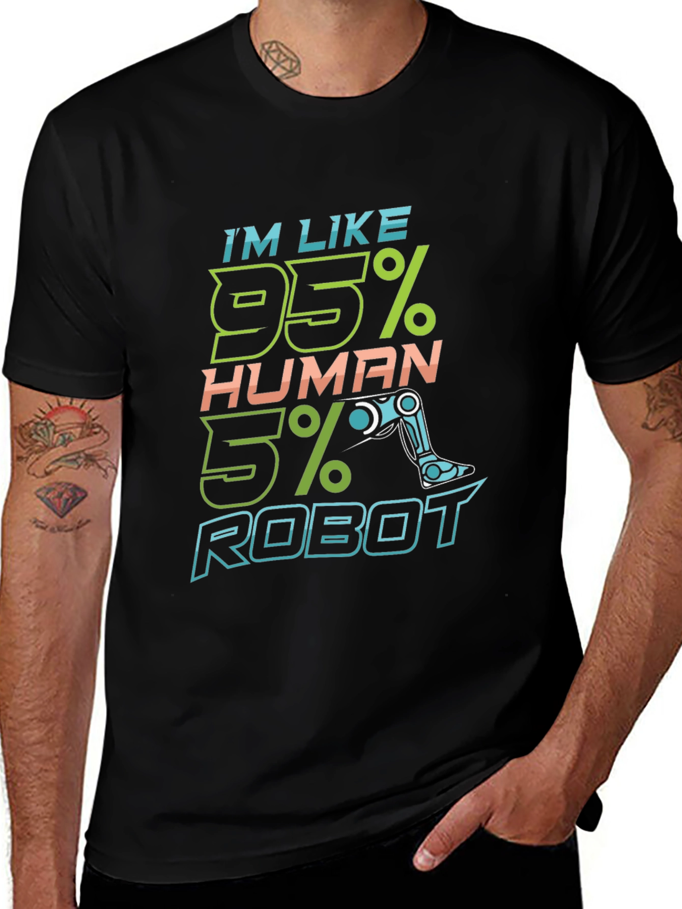 Im Like 95% Human 5% Robot Graphic T-Shirt