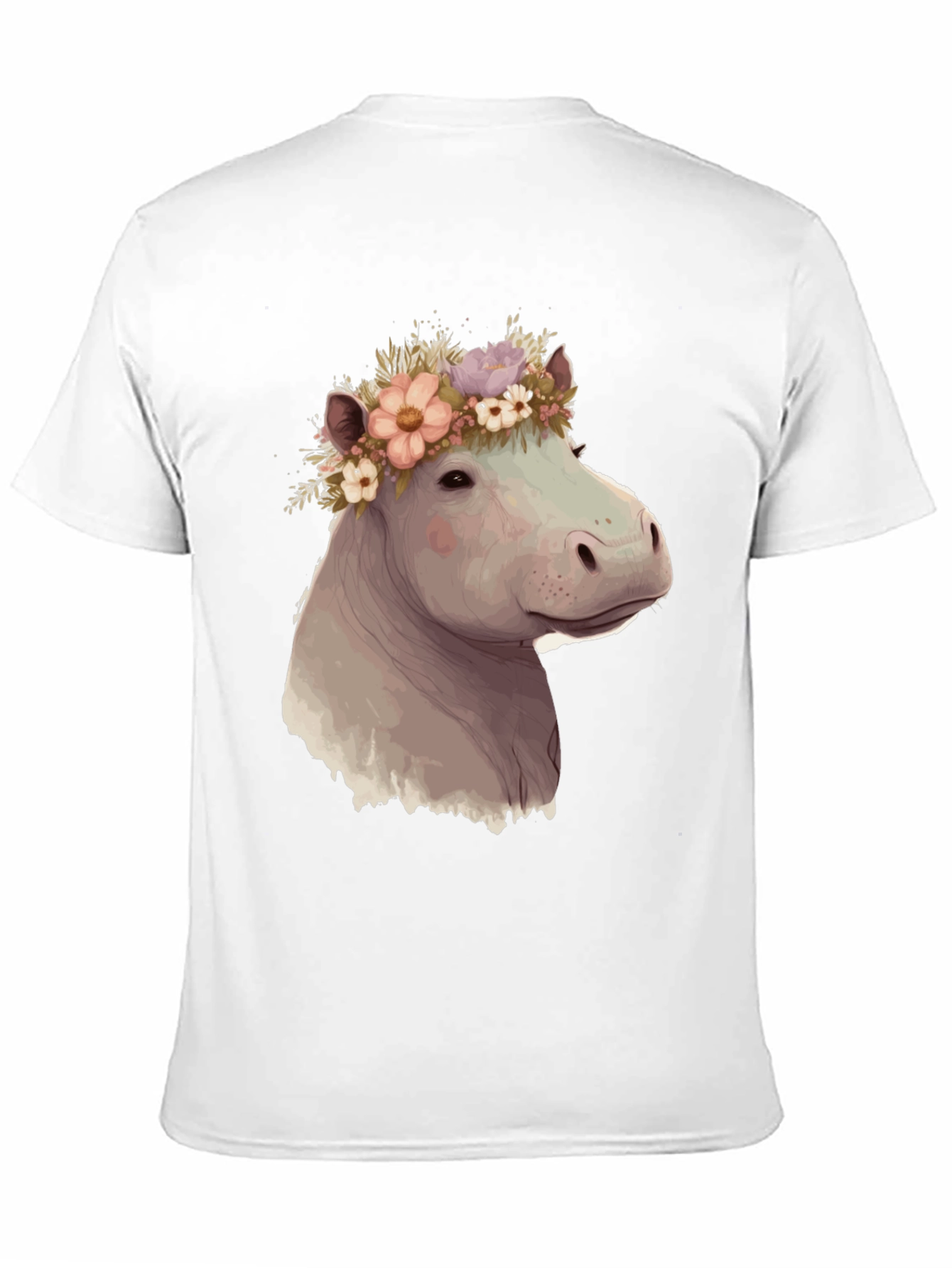 Hippo with Flower Crown Graphic T-Shirt