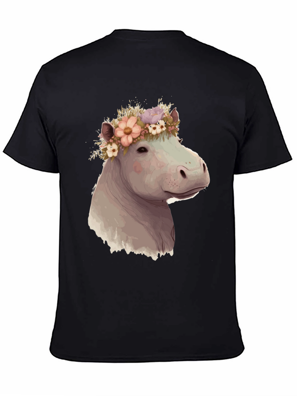 Hippo with Flower Crown Graphic T-Shirt