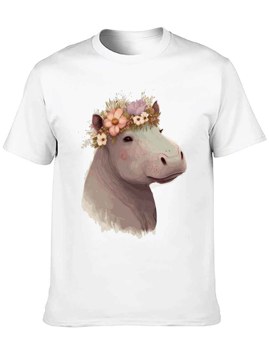 Hippo with Flower Crown Graphic T-Shirt