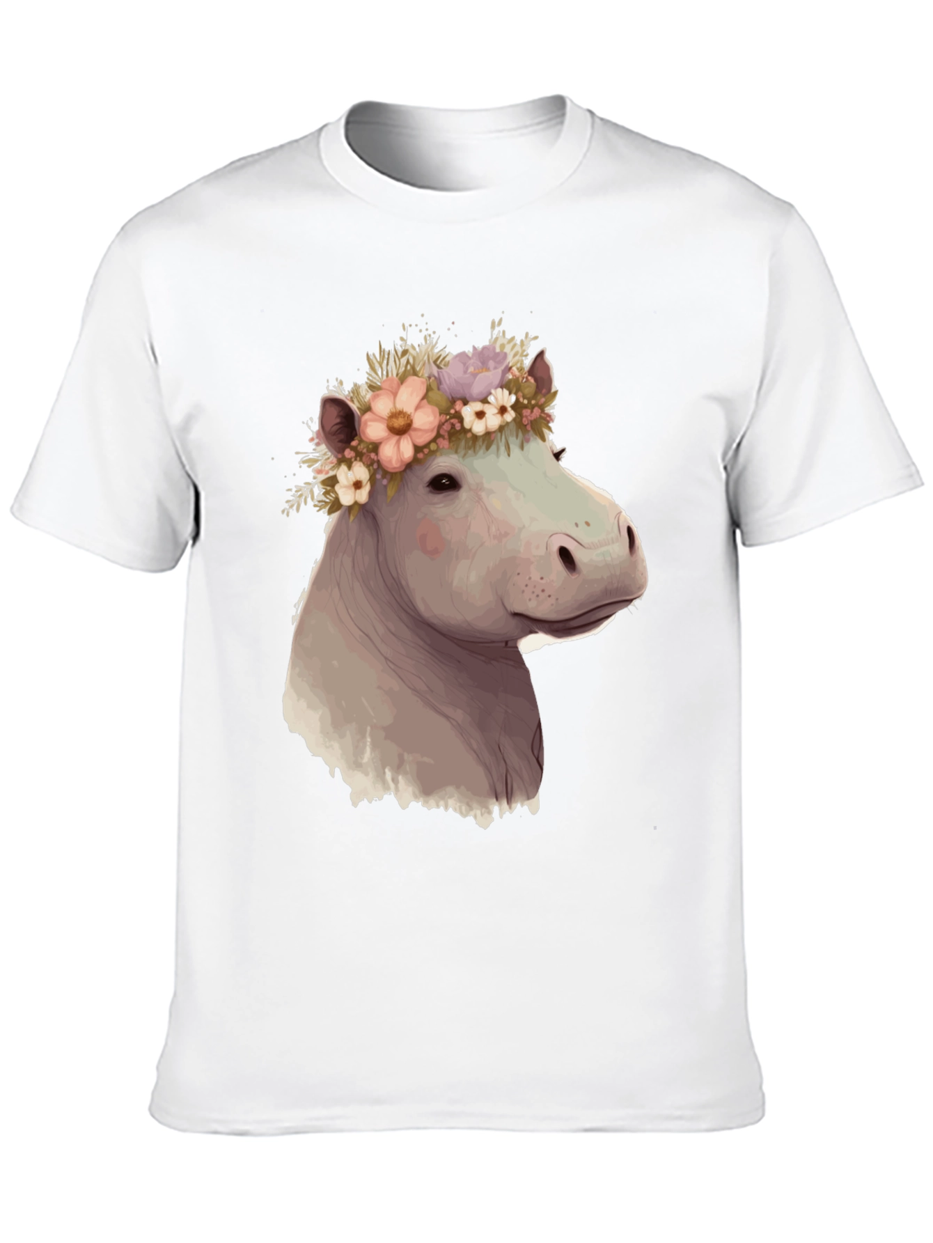 Hippo with Flower Crown Graphic T-Shirt