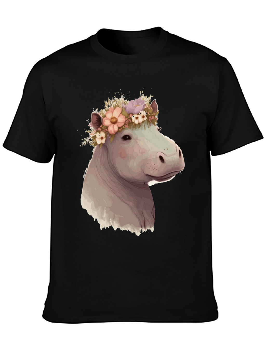 Hippo with Flower Crown Graphic T-Shirt