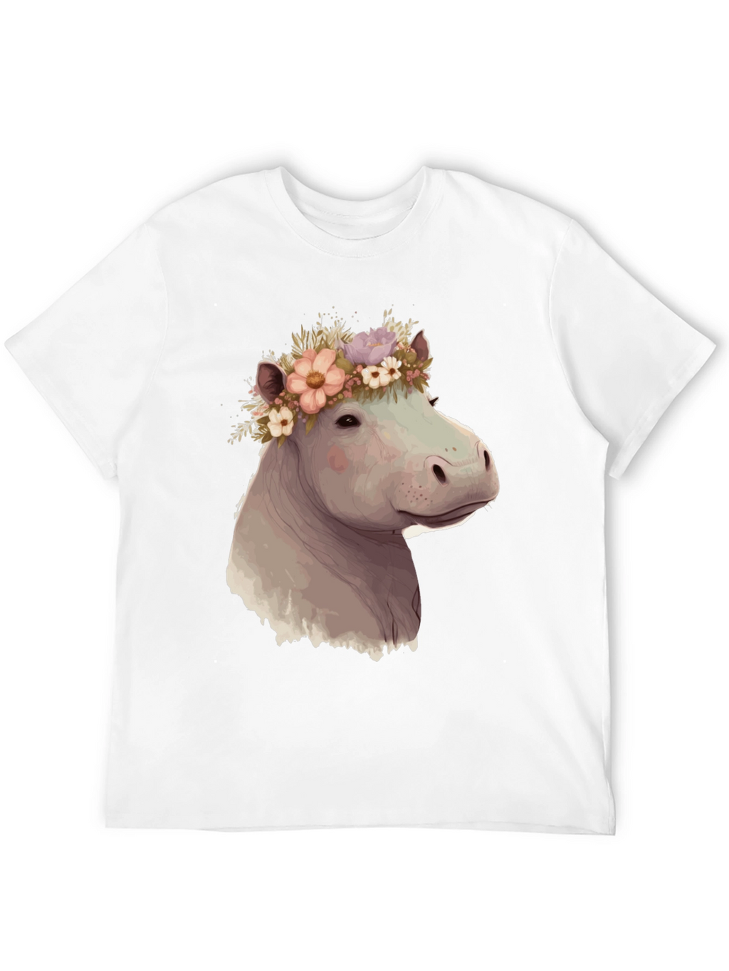 Hippo with Flower Crown Graphic T-Shirt