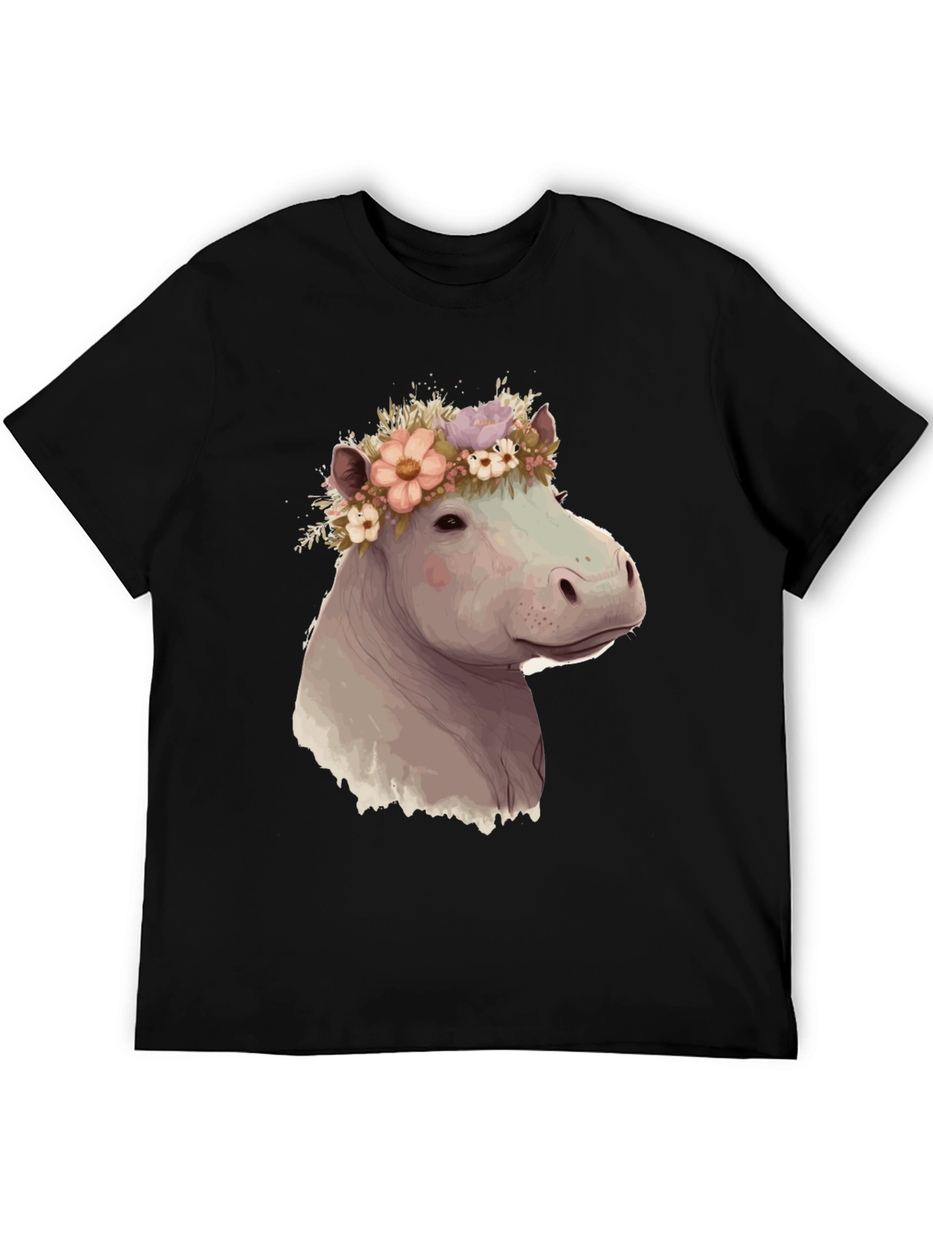 Hippo with Flower Crown Graphic T-Shirt