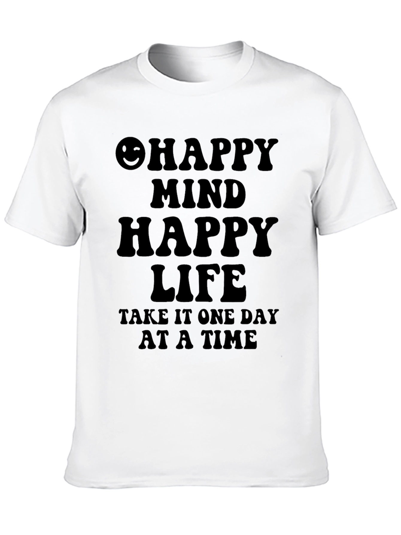 Happy Mind Happy Life Graphic Tee - Black