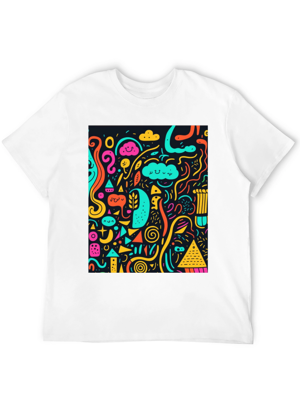Funky Doodle Art Graphic Black T-Shirt