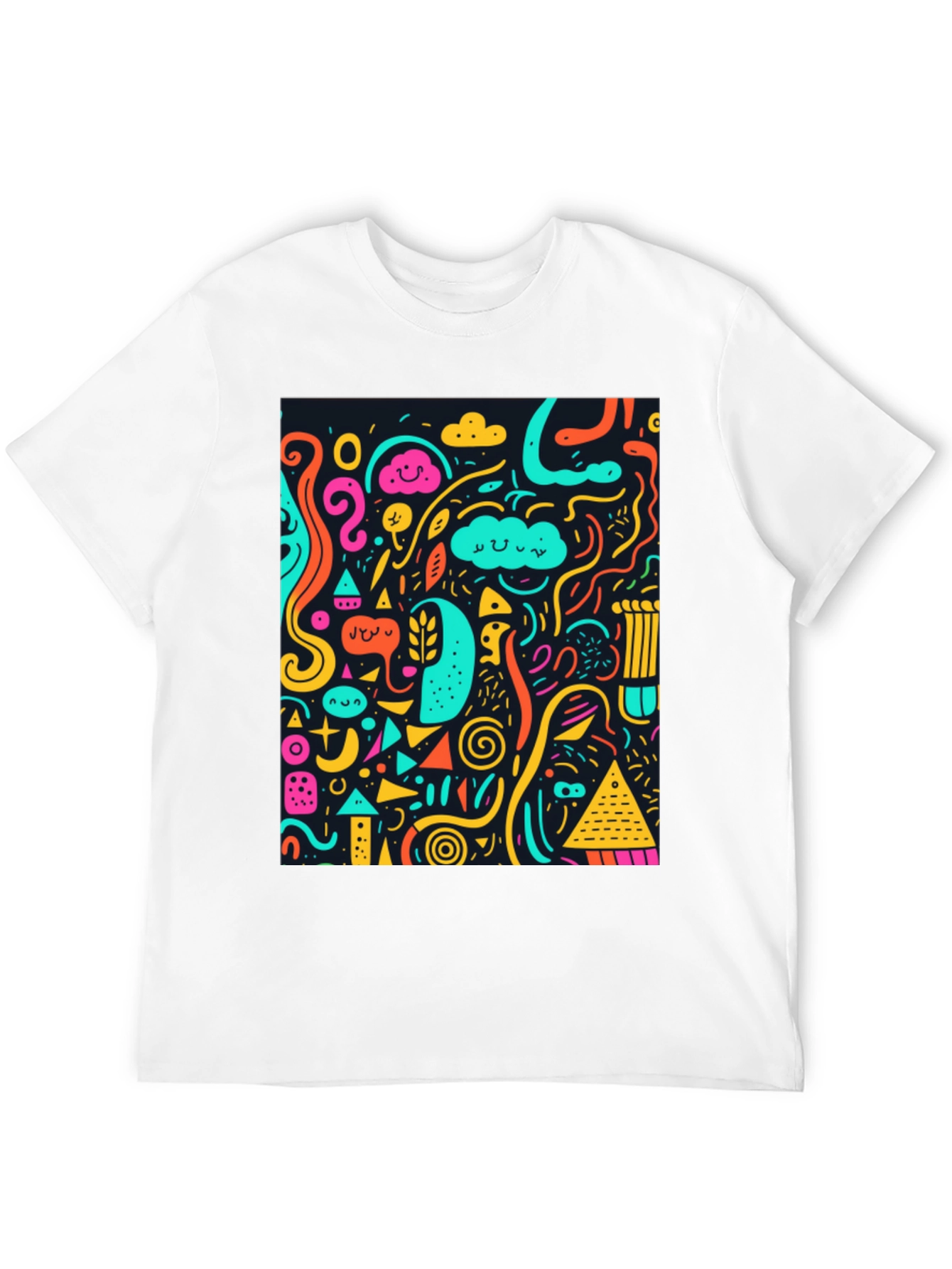 Funky Doodle Art Graphic Black T-Shirt