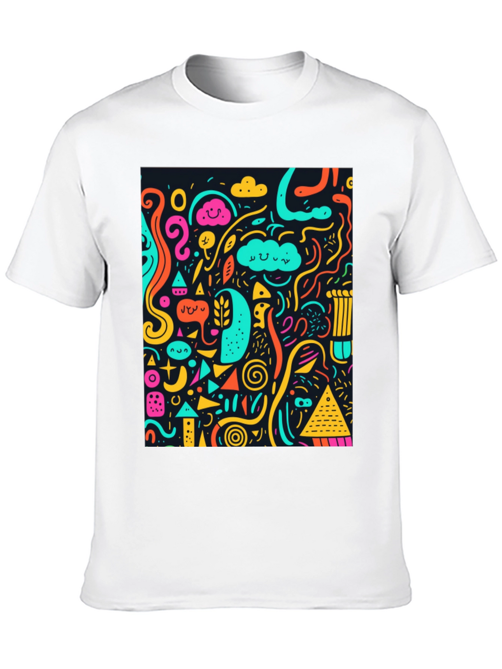 Funky Doodle Art Graphic Black T-Shirt