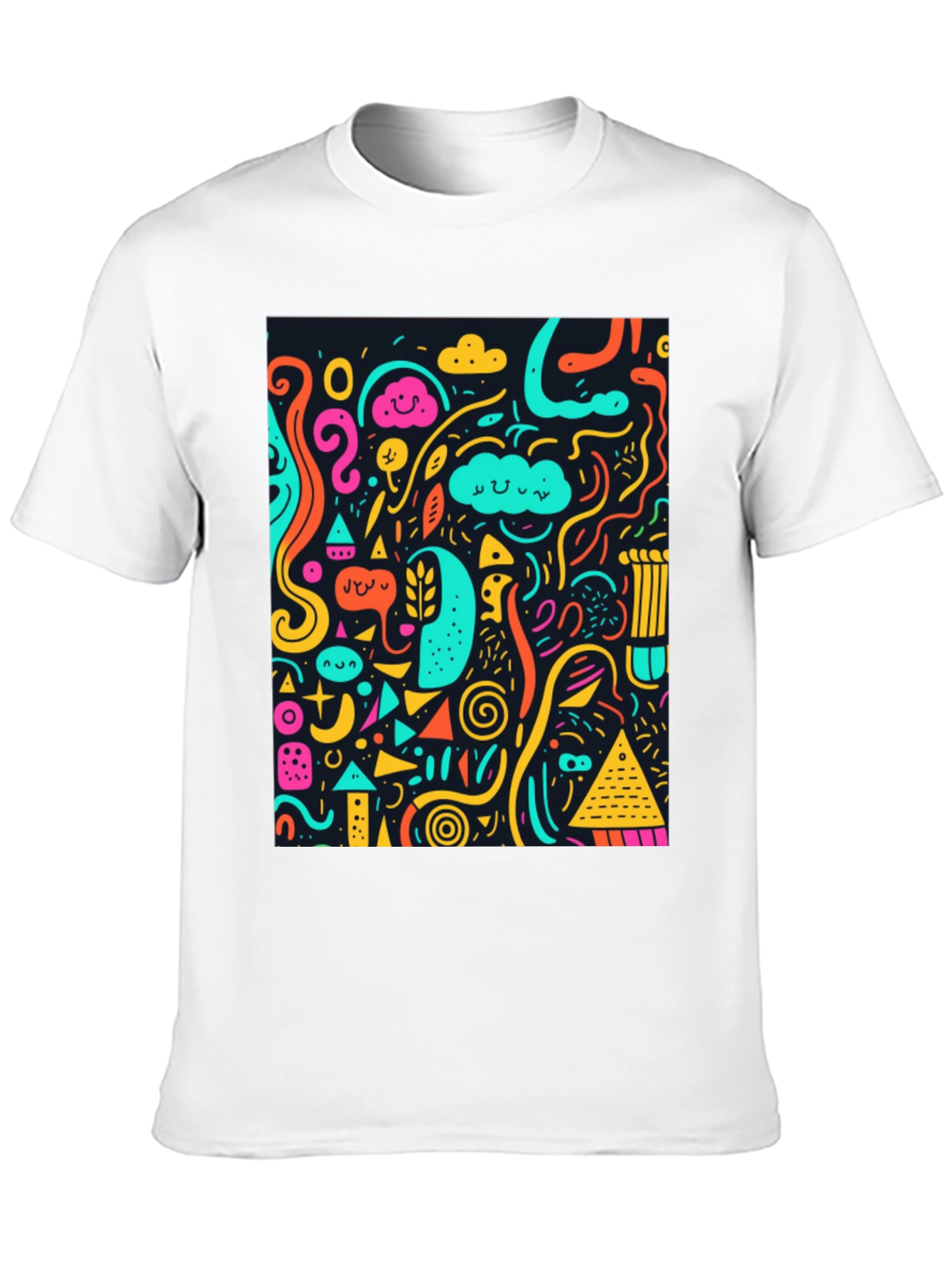 Funky Doodle Art Graphic Black T-Shirt