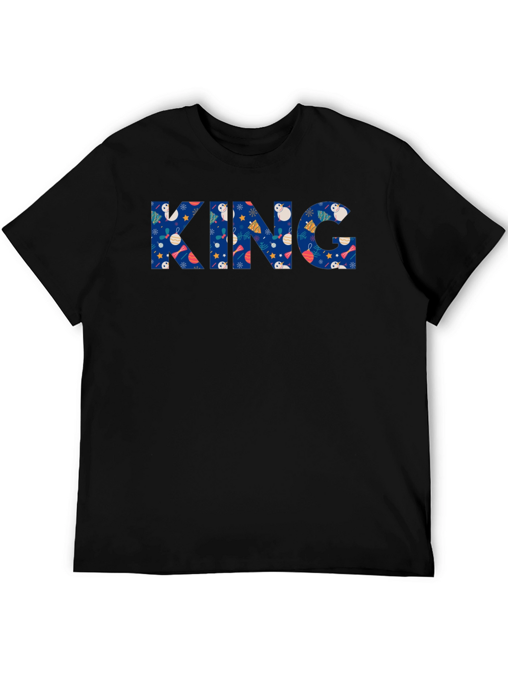 Festive King Holiday T-Shirt - Black Crew Neck