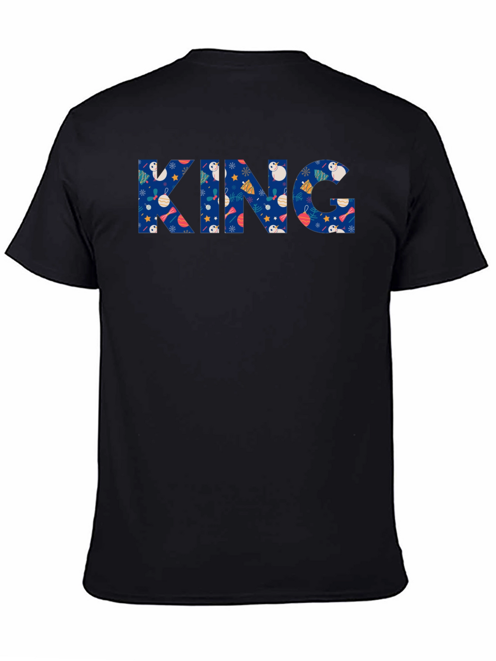 Festive King Holiday T-Shirt - Black Crew Neck