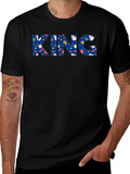 Festive King Holiday T-Shirt - Black Crew Neck