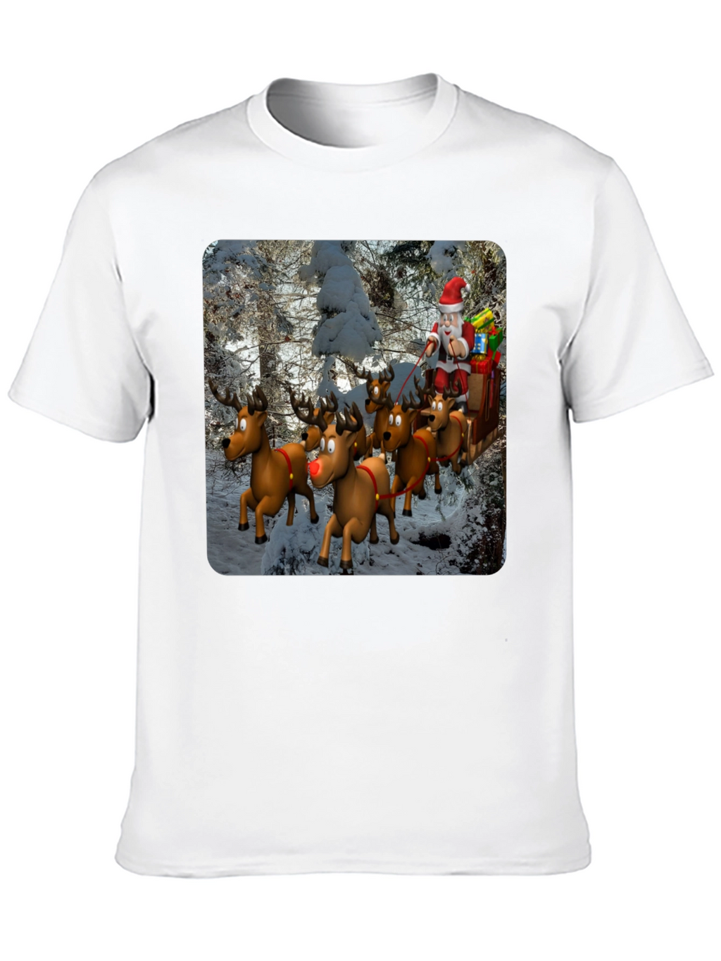 Santa Reindeer T-Shirt - Festive Holiday Tee