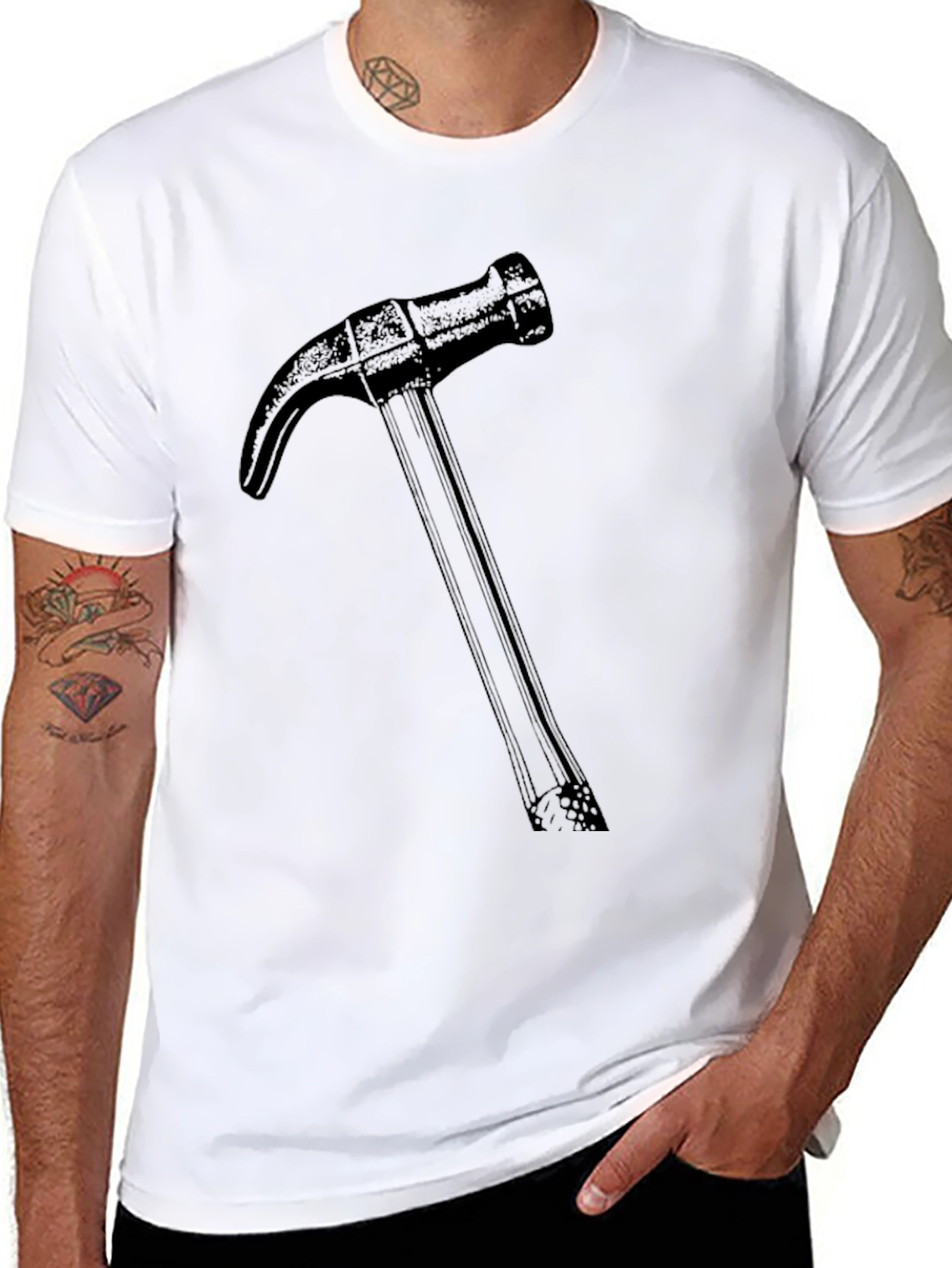 Hammer Graphic Black T-Shirt - Construction Tool Tee