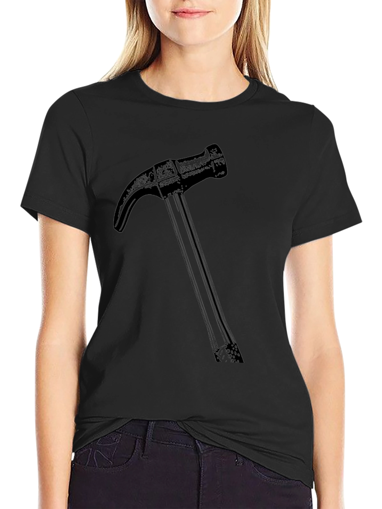 Hammer Graphic Black T-Shirt - Construction Tool Tee