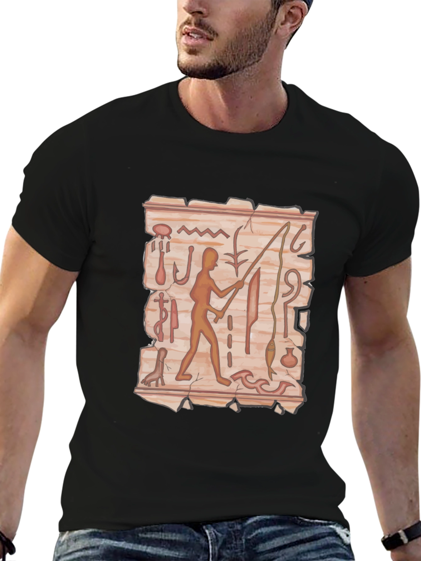 Hieroglyphic Fisherman Graphic Tee