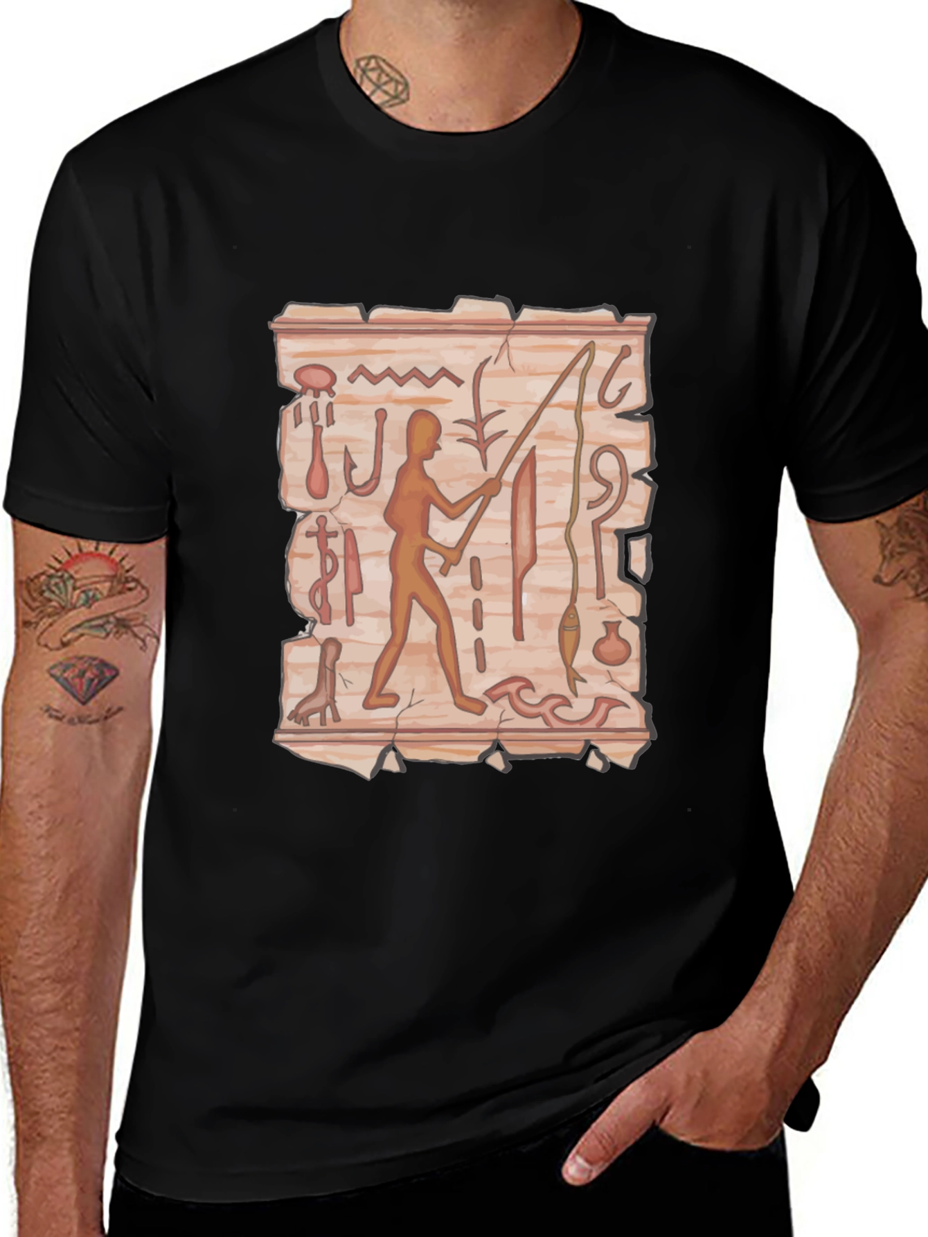 Hieroglyphic Fisherman Graphic Tee