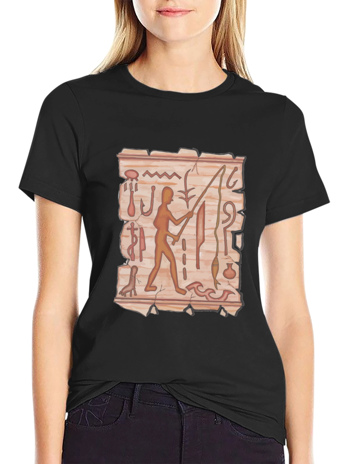 Hieroglyphic Fisherman Graphic Tee