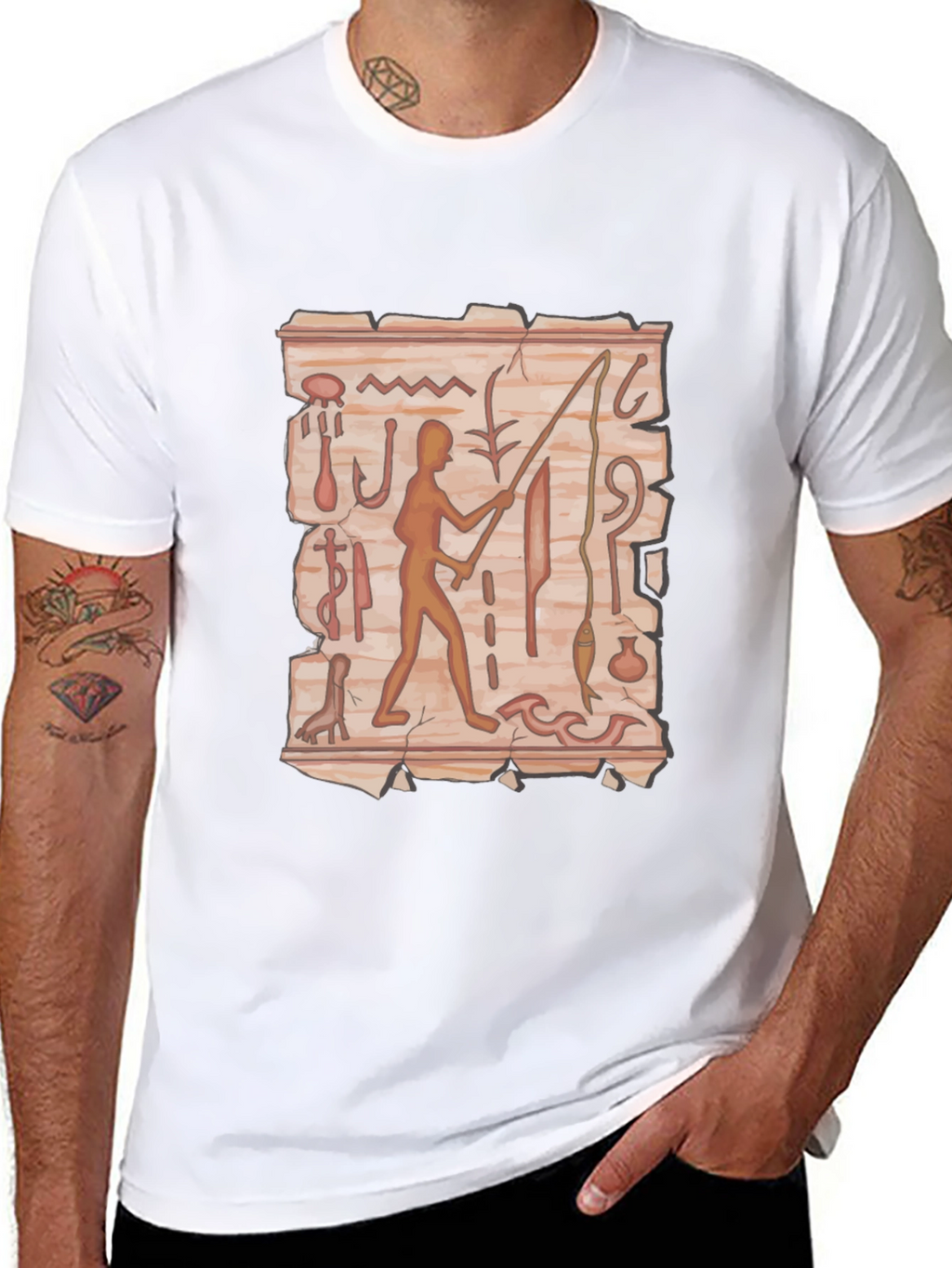 Hieroglyphic Fisherman Graphic Tee