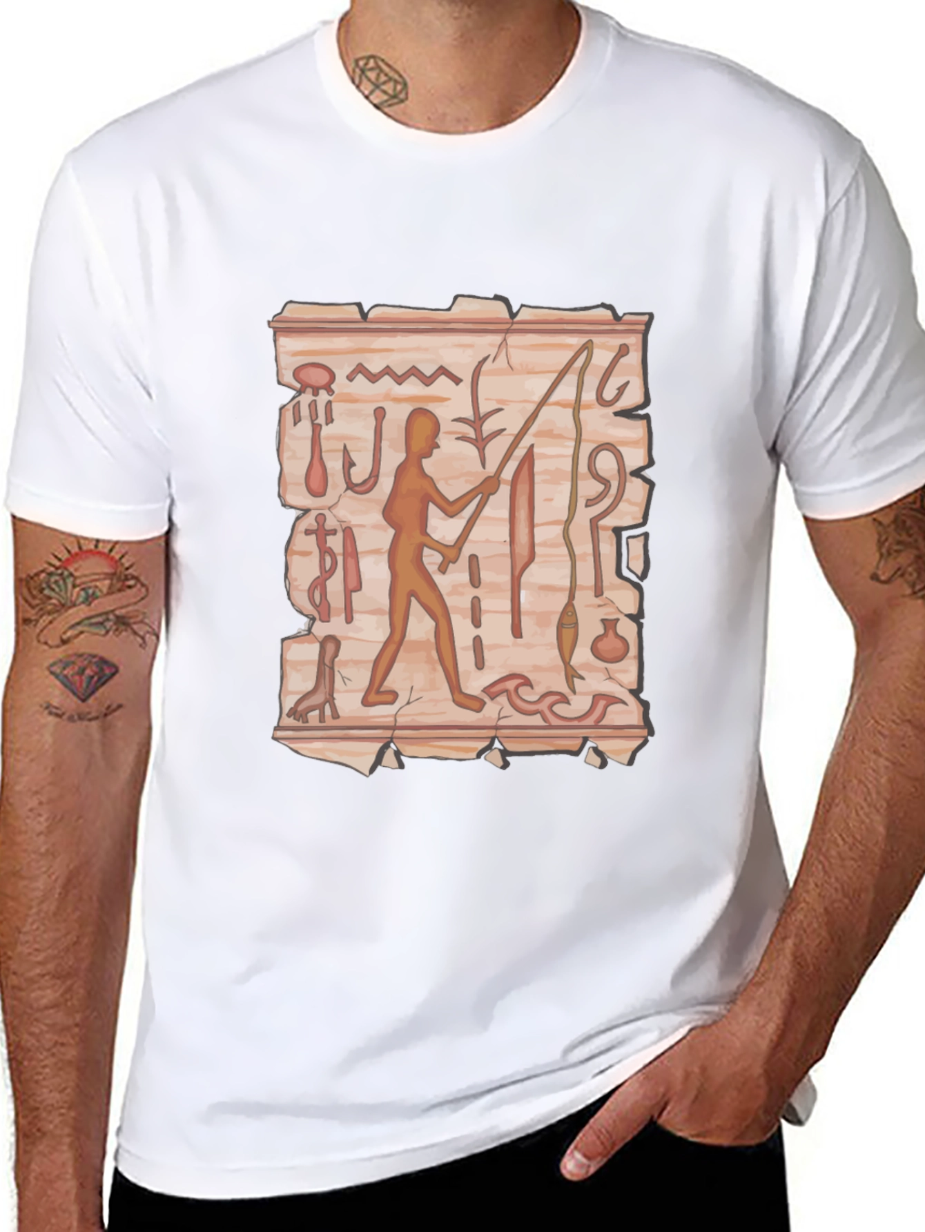 Hieroglyphic Fisherman Graphic Tee