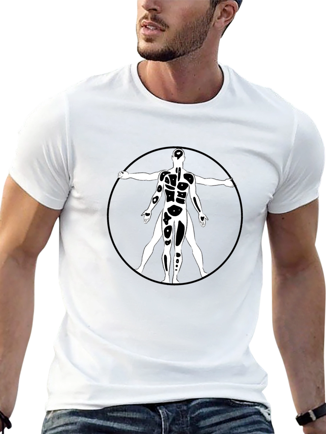 Vitruvian Man Graphic Black T-Shirt
