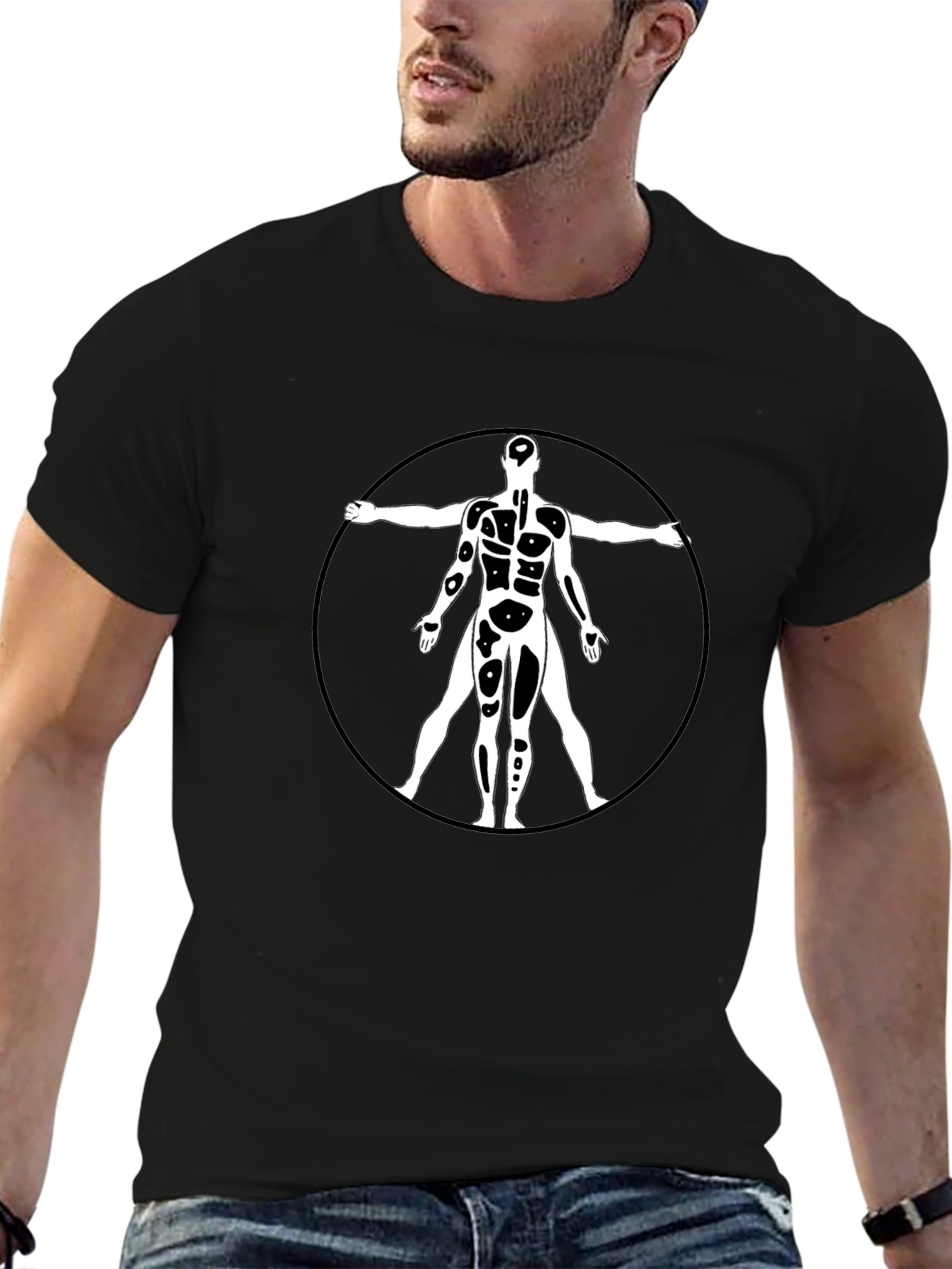 Vitruvian Man Graphic Black T-Shirt
