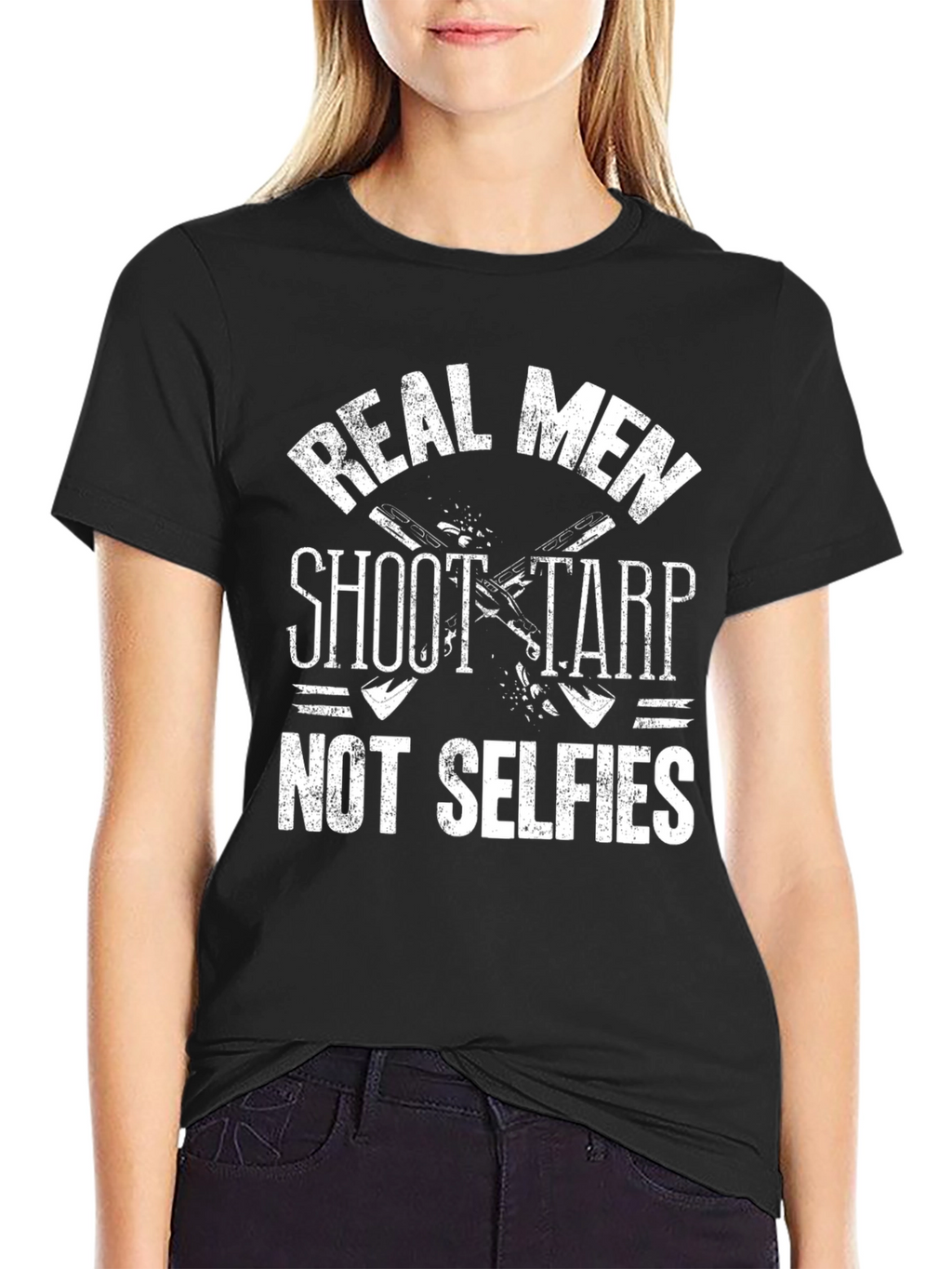 Real Men Shoot Tarp T-Shirt - Black Graphic Tee