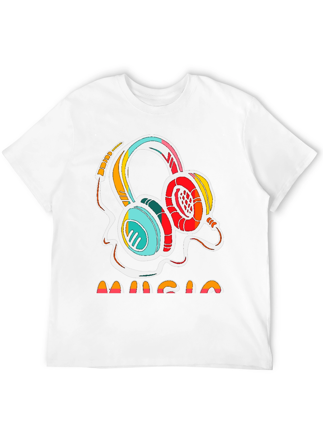 Retro Music Headphones Graphic Tee - Stylish Cotton Shirt